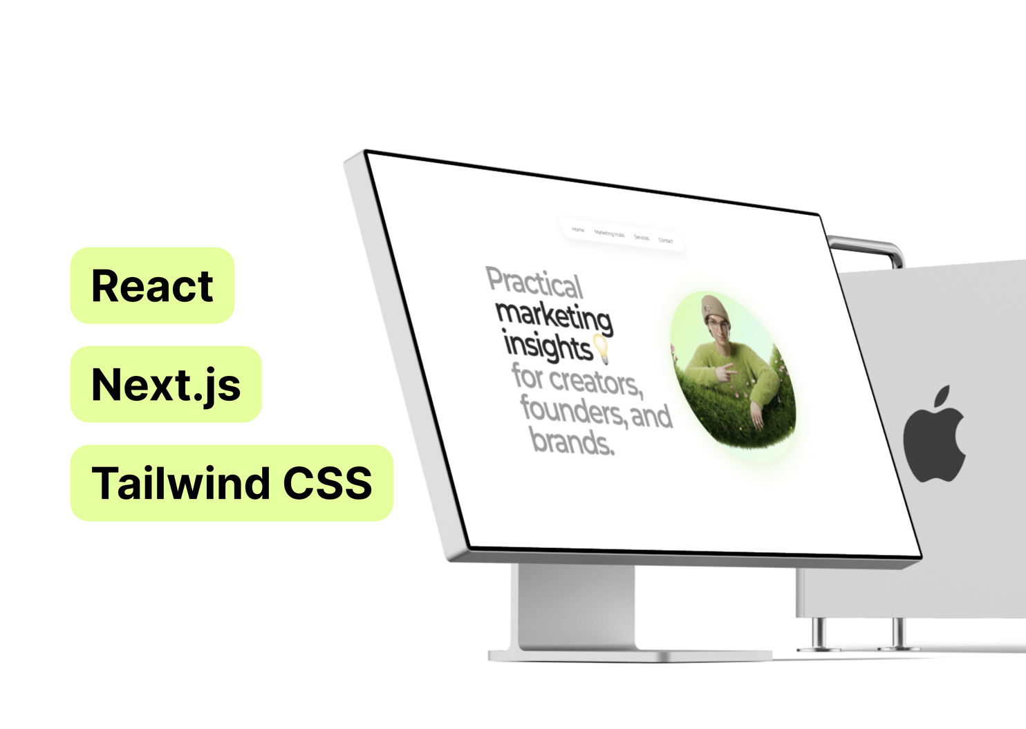 Website was built with Next.js and React